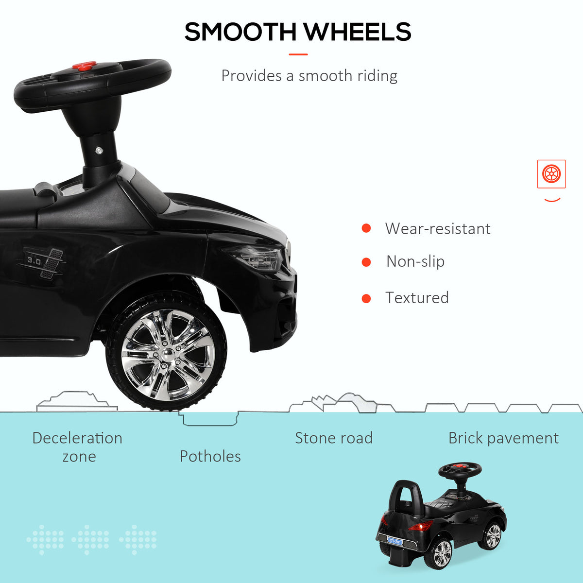HOMCOM Ride on Car Baby Toddler Walker Foot to Floor Sliding Car Slider, Black