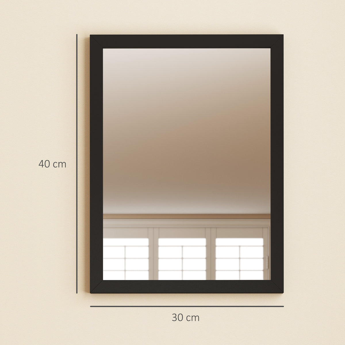 HOMCOM Wall Bathroom Mirror, 30 x 40 cm Wall-Mounted Mirror for Living Room, Bedroom, Hallway, Set of 2, Black