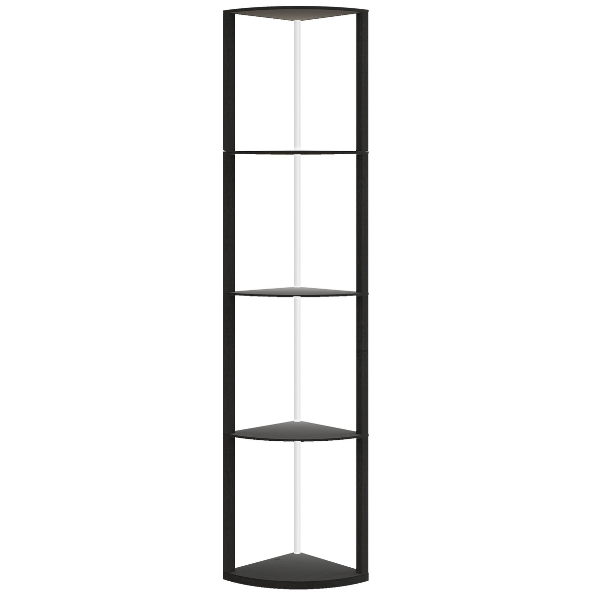 HOMCOM RGB LED Floor Lamp with Shelves, 4-Tier Dimmable Standing Lamp with Remote Control, Black