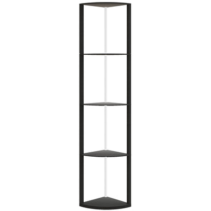 HOMCOM RGB LED Floor Lamp with Shelves, 4-Tier Dimmable Standing Lamp with Remote Control, Black