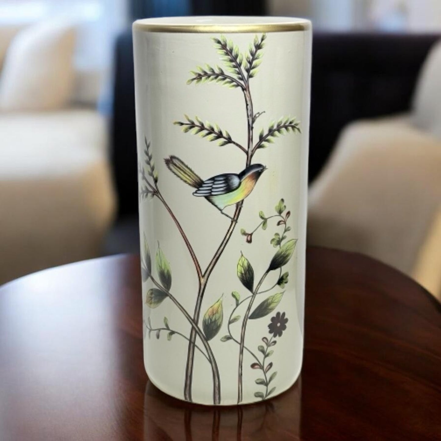 AcaciaHome Modern & Classic Ceramic 18” Tall Floral Design Umbrella Stand – Multi-Functional Holder or Decorative Vase with Durable Glazed Finish for Home, Office (Birds with Tree Design)