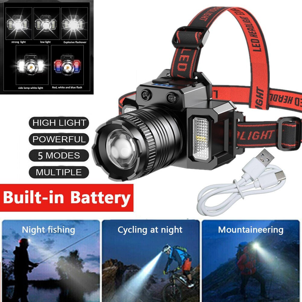 5-Modes LED Headlamp Motion Sensor Headlamp USB Rechargeable Canping Hiking Headlight(US Logistics For USPS/DHL/Fedex/UPS. No designated logistics accepted，TK/TMEU only For self-pickup）