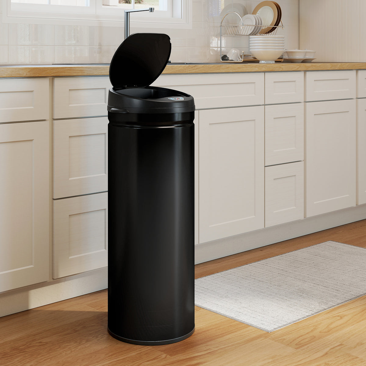 HOMCOM 50L Stainless Steel Sensor Bin - Black
