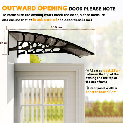 Outsunny Front Door Canopy, Outdoor Awning, Rain Shelter for Window, Porch and Front/Back Door, 103 x 96.5 cm, Brown