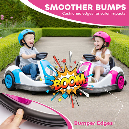AIYAPLAY Kids Bumper Car with 360-Degree Rotation, 6V Electric Ride On Car with Music and Horn for 3-8 Years Old, Pink