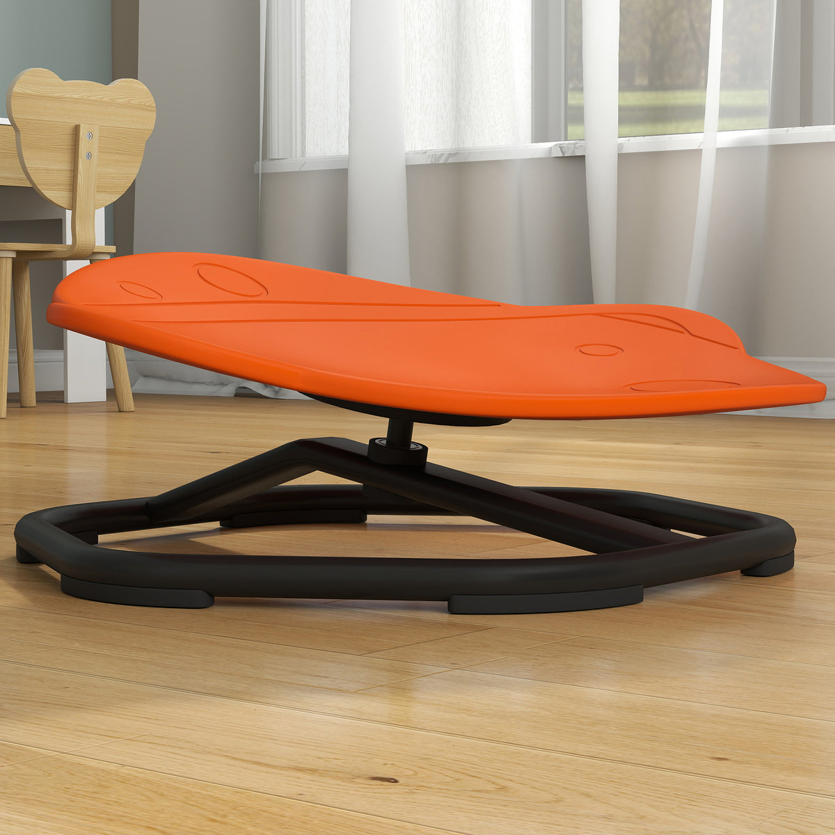 AIYAPLAY Planet-Shaped-kids Swivel Chair, Sensory Spinning Chair for Balance, Coordination Training, Orange