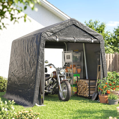 Outsunny 9 X 7.5ft Temporary Outdoor Equipment Shed - Dark Grey
