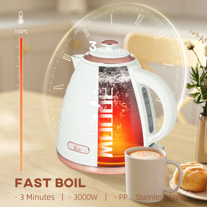 HOMCOM 3kW Rapid Boil Honeycomb Kettle - White