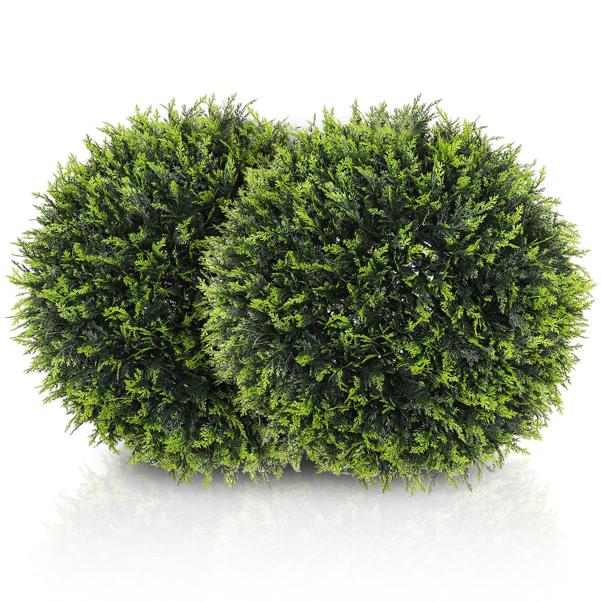 HOMCOM Set of 2 Artificial Plant Topiary Balls, UV-Protected Fake Decorative Plants, Faux Home Indoor Outdoor Decor, 45cm, Green