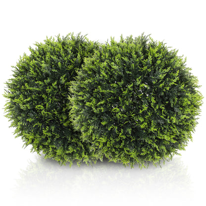 HOMCOM Set of 2 Artificial Plant Topiary Balls, UV-Protected Fake Decorative Plants, Faux Home Indoor Outdoor Decor, 45cm, Green