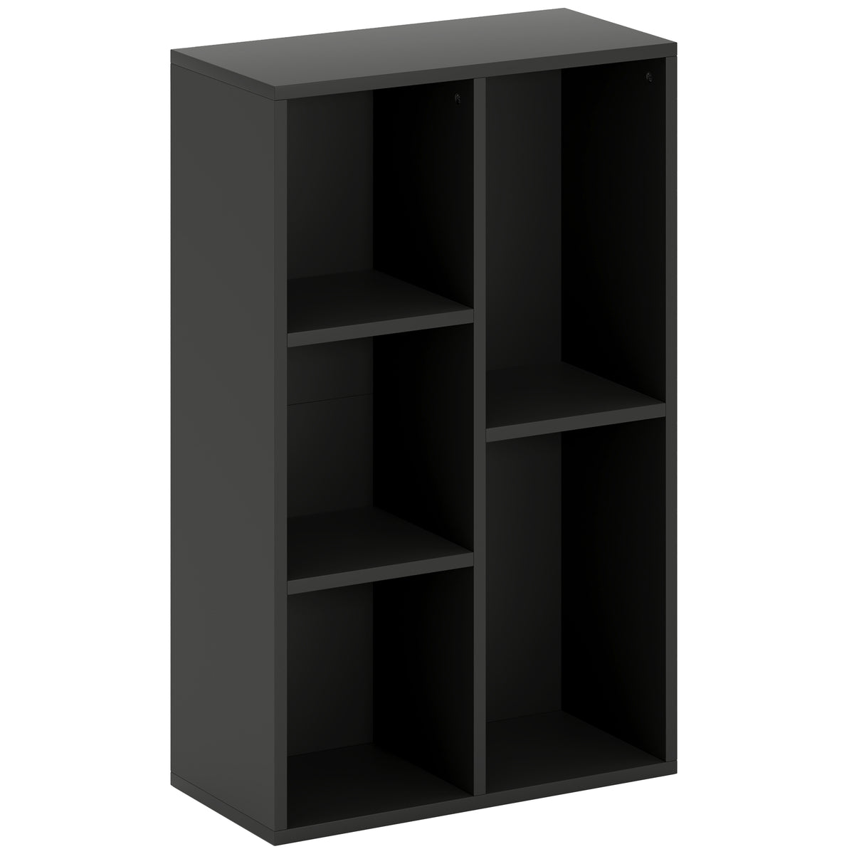 HOMCOM 2-Tier Bookshelf with 5 Compartments - Black