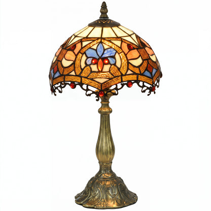 HOMCOM Tiffany Lamp, Stained Glass Table Lamp, Handcrafted Artisan Collectible, Suitable for Living Room and Bedside, Multi-Coloured, Ф25 x 45Hcm, Zinc Alloy.