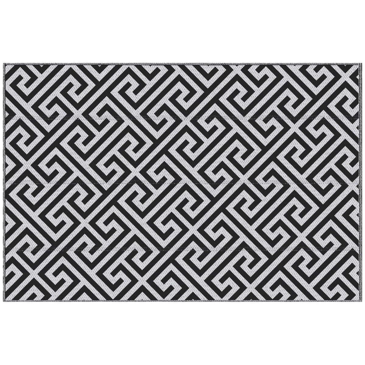 Outsunny 152 x 243 cm(5x 8ft) Outdoor Rug Reversible Mat Plastic Straw Rug Portable RV Camping Mat for Garden Deck Picnic Indoor, Black & White