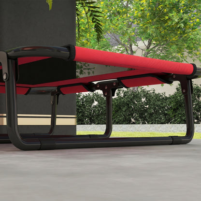 PawHut Portable Raised Dog Bed, Elevated Pet Cot with Breathable Mesh for Indoor Outdoor, for Small Medium Dogs, Red
