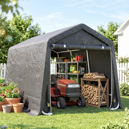 Outsunny 9 X 7.5ft Temporary Outdoor Equipment Shed - Dark Grey