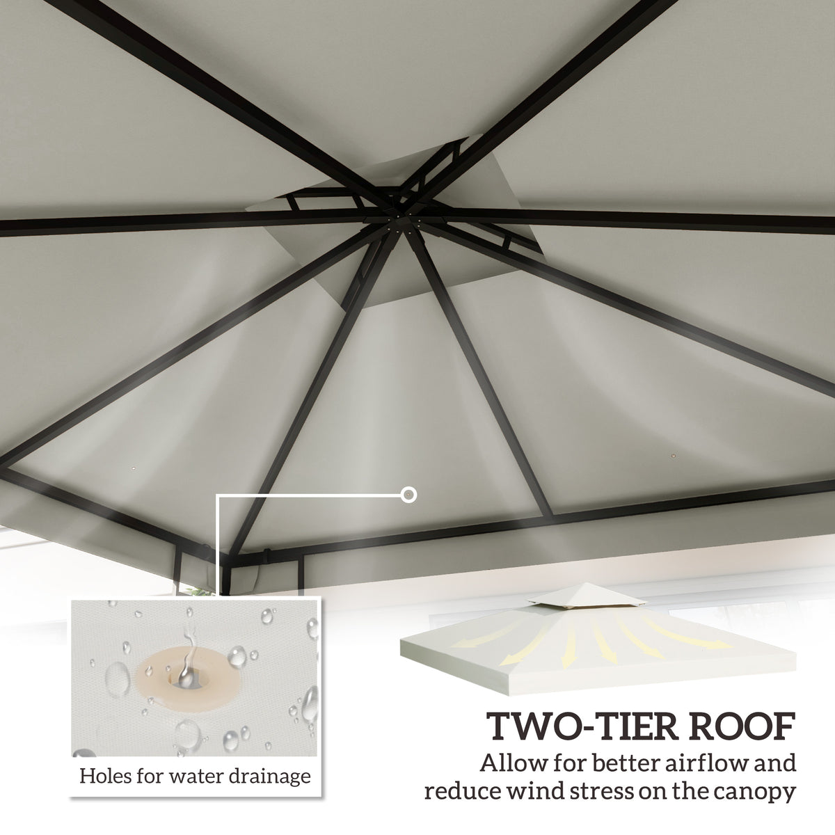 Outsunny 3 x 3 m Replacement Gazebo Canopy - Cream White
