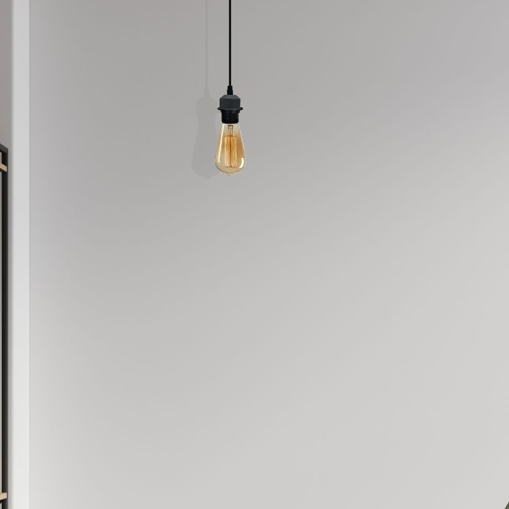 Industrial Grey Pendant Light Fitting, Lampshade Addable E27 Lamp Holder UK Holder Fitting Set With PVC Cable.