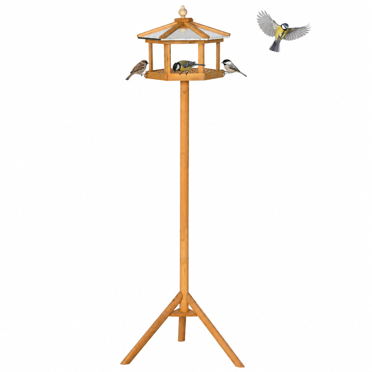 PawHut Wooden Bird Table for the garden Feeding Station, 153Hcm