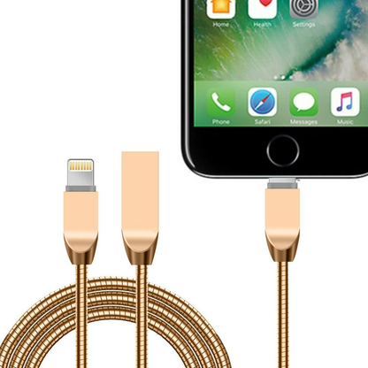 Spring Cable with Zinc Alloy Connectors - Gold