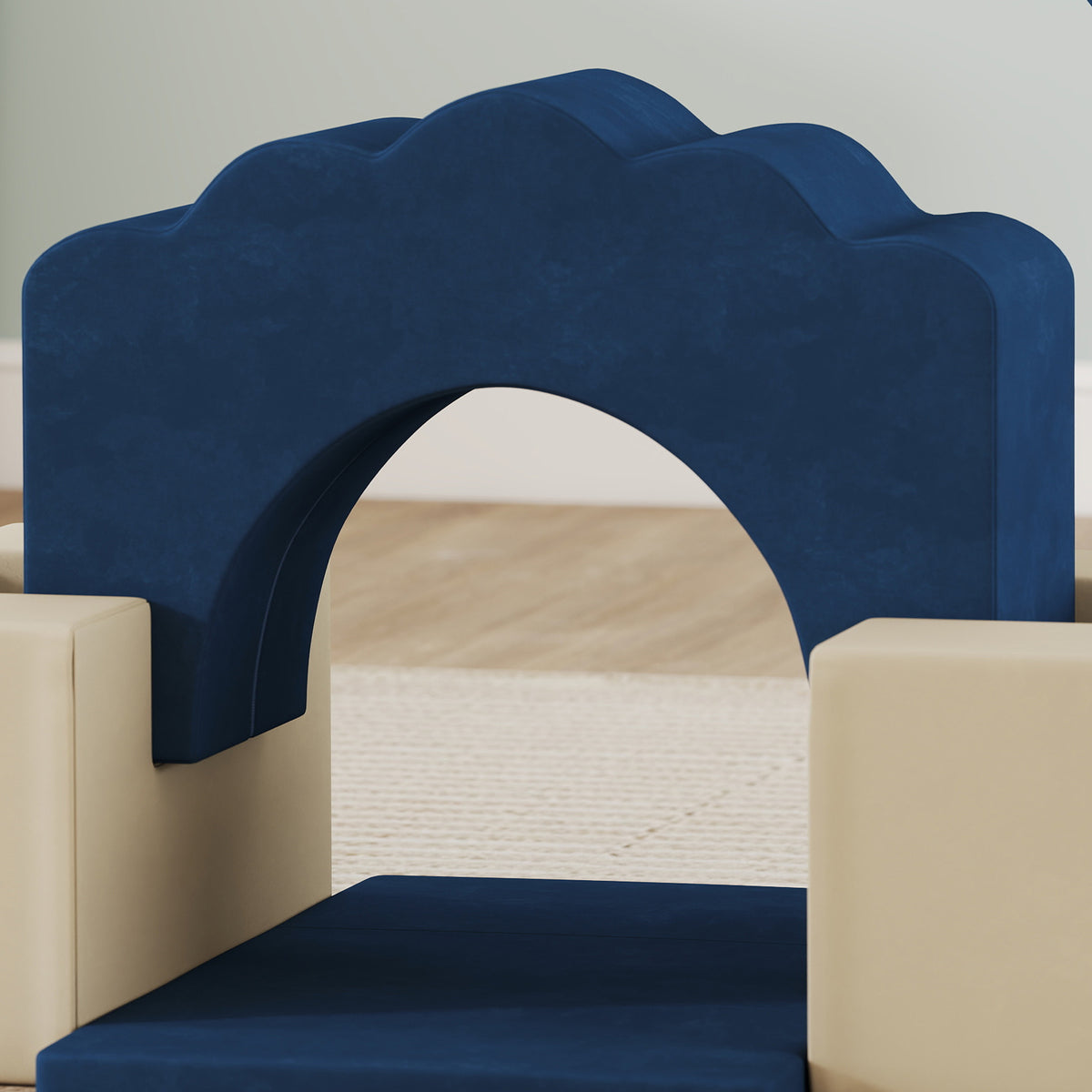 AIYAPLAY 7 Piece Kids Soft Play Set with Detachable Cover, Baby Indoor Climb and Crawl Foam Toy for Toddlers, Dark Blue