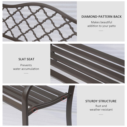 Outsunny Antique Style Outdoor Cast Iron Front Porch Bench Path Chair Seat, Brown