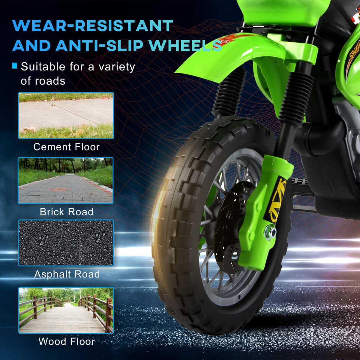 HOMCOM Kids Electric Motorbike, 6V Battery Powered Ride on Motorcycle with Training Wheels, Start-up Button, Pedal, Gift for Boys and Girls Ages 3-6 Years, Green