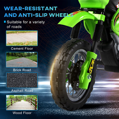 HOMCOM Kids Electric Motorbike, 6V Battery Powered Ride on Motorcycle with Training Wheels, Start-up Button, Pedal, Gift for Boys and Girls Ages 3-6 Years, Green