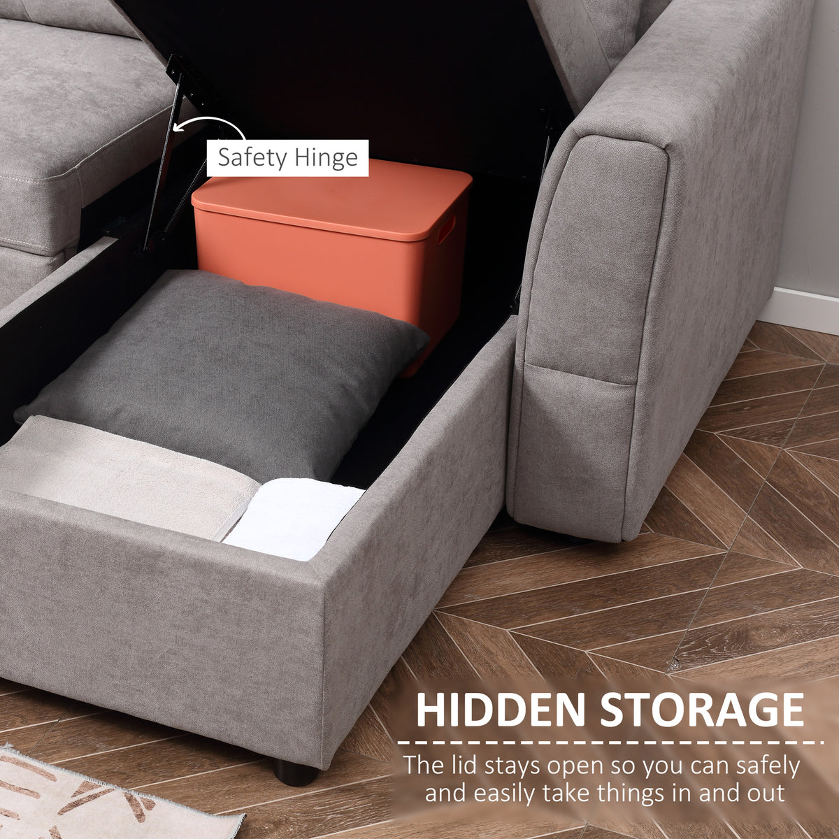 HOMCOM 3 Seater Sofa Bed, Pull Out Sofa Bed with Storage for Living Room, Light Grey