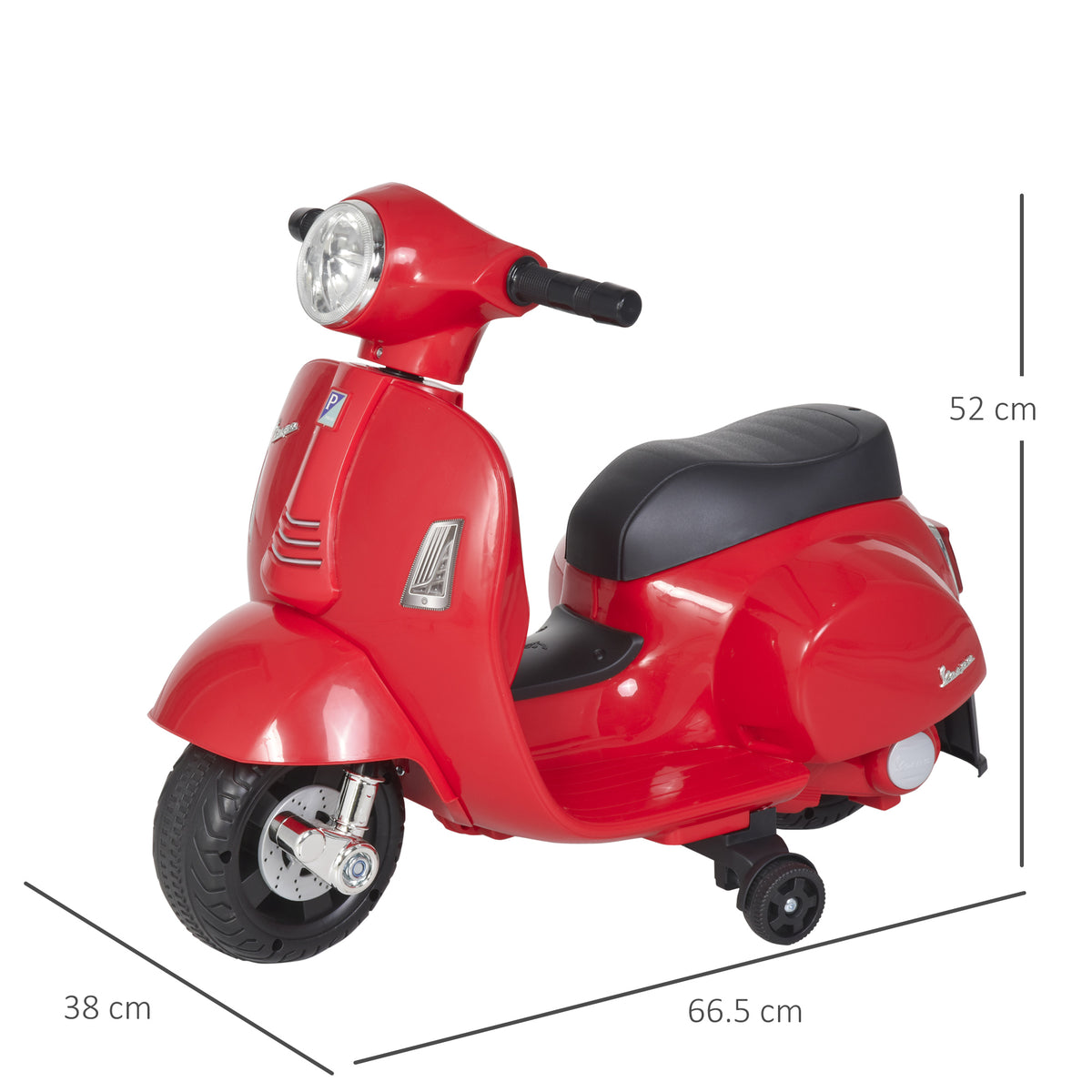 HOMCOM Vespa Licensed 6V Kids Electric Motorbike Ride On Motorcycle  Battery Powered for 18-36 Months with Horn, Red