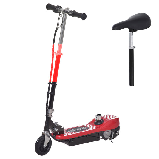 HOMCOM Powered Powered Scooter Ride-On, with Brakes, Adjustable Seat, Adjustable Handlebars, Red
