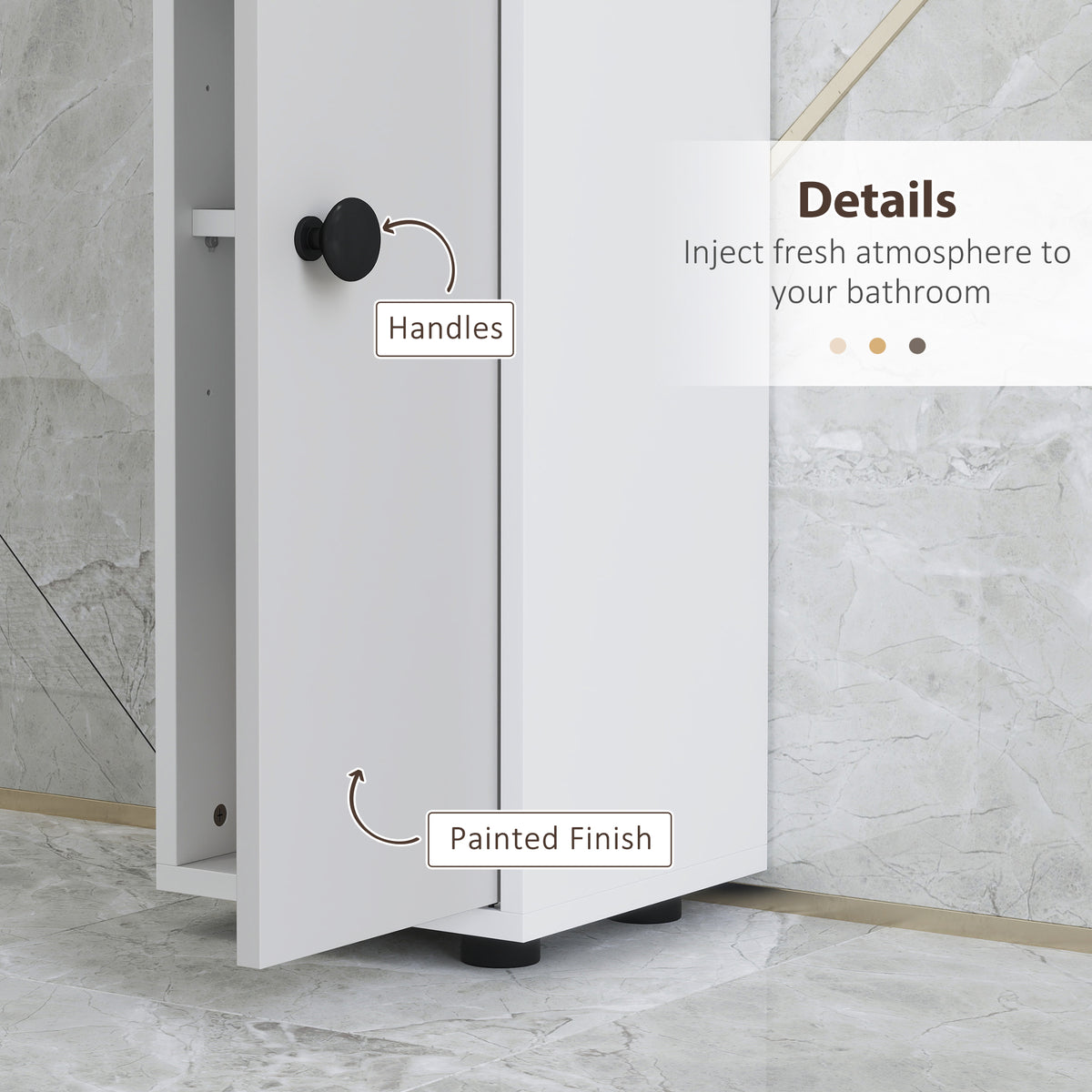 kleankin 180cm Slim Bathroom Cabinet, with Drawer, Shelves and Cupboards - Light Grey