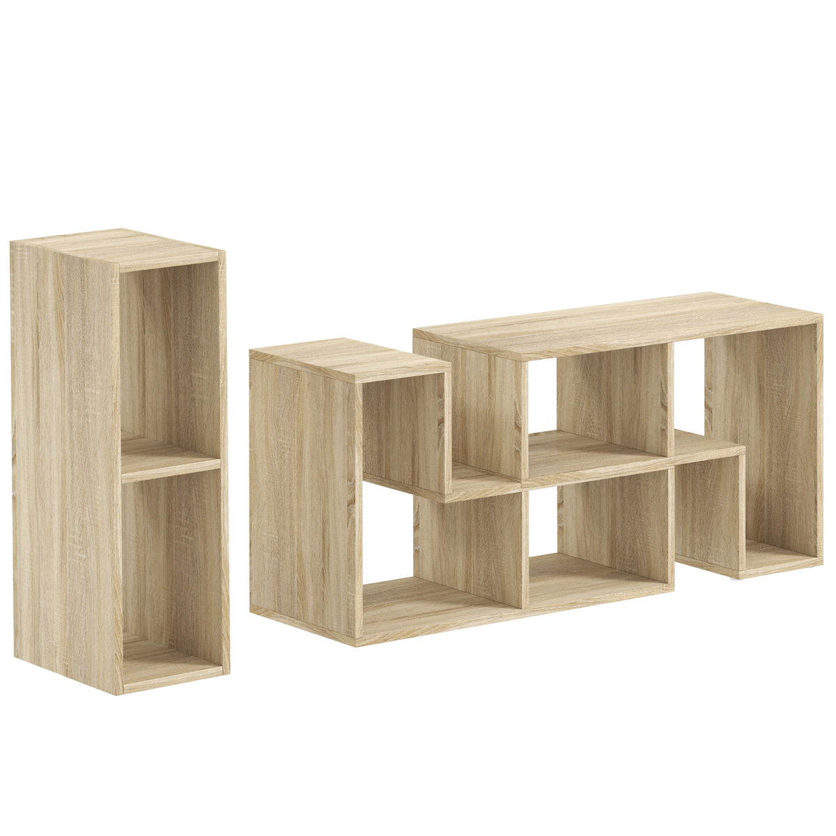 HOMCOM Three-Block Modular TV Stand - Grey Wood-Effect