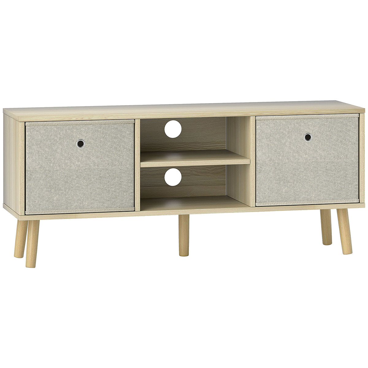 HOMCOM TV Cabinet Stand Unit for TVs up to 50'' with Foldable Drawers, Entertainment Centre for Living Room Natural