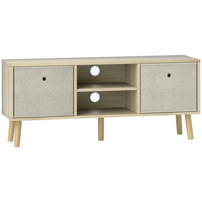 HOMCOM TV Cabinet Stand Unit for TVs up to 50'' with Foldable Drawers, Entertainment Centre for Living Room Natural