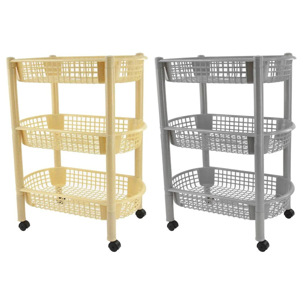 Plastic Kitchen Trolley Oval 3 Tier Fruit Veg