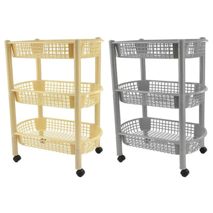 Plastic Kitchen Trolley Oval 3 Tier Fruit Veg