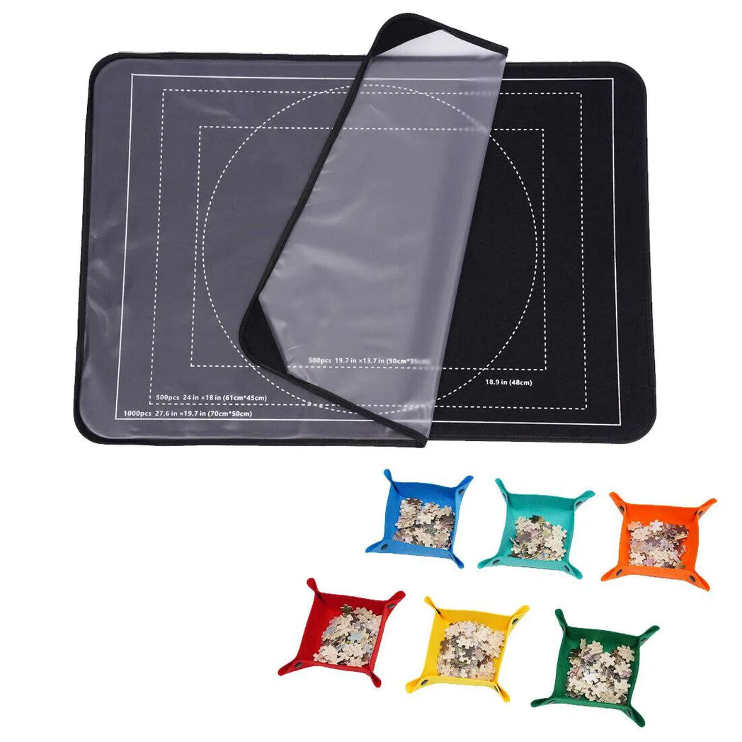 NEW Jigsaw Puzzle Board 1000 Pieces, 32"x22" Storage with 6 Sorting Trays & Cover UK