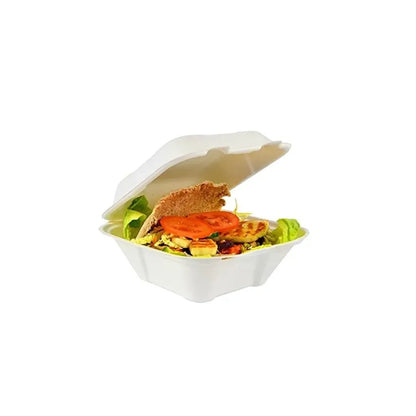 Disposable Compostable Eco – Bio Bagasse Sugarcane Clamshell Burger Bo x