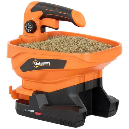 Outsunny Cordless Spreader, 3.3L Handheld Seed Spreader with Adjustable Scatter Width, Adjustable Flow, USB Charging Cable
