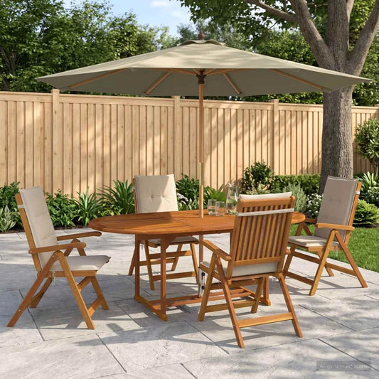 vidaXL Outdoor Dining Set with Parasol 6 pcs Cream White