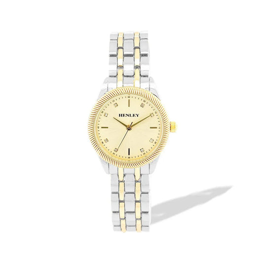 Henley Womens Chiselled Fashion Bracelet Watch - Two Tone