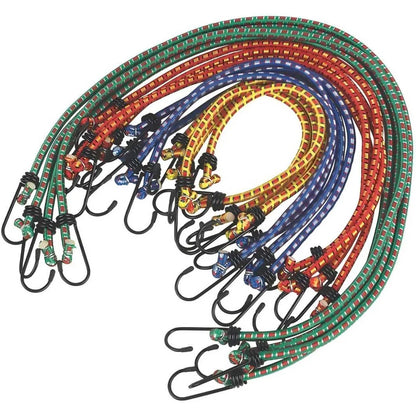 12Pcs Heavy Duty Bungee Cords Cables Straps Military Bungie Elastic Hooks Rope