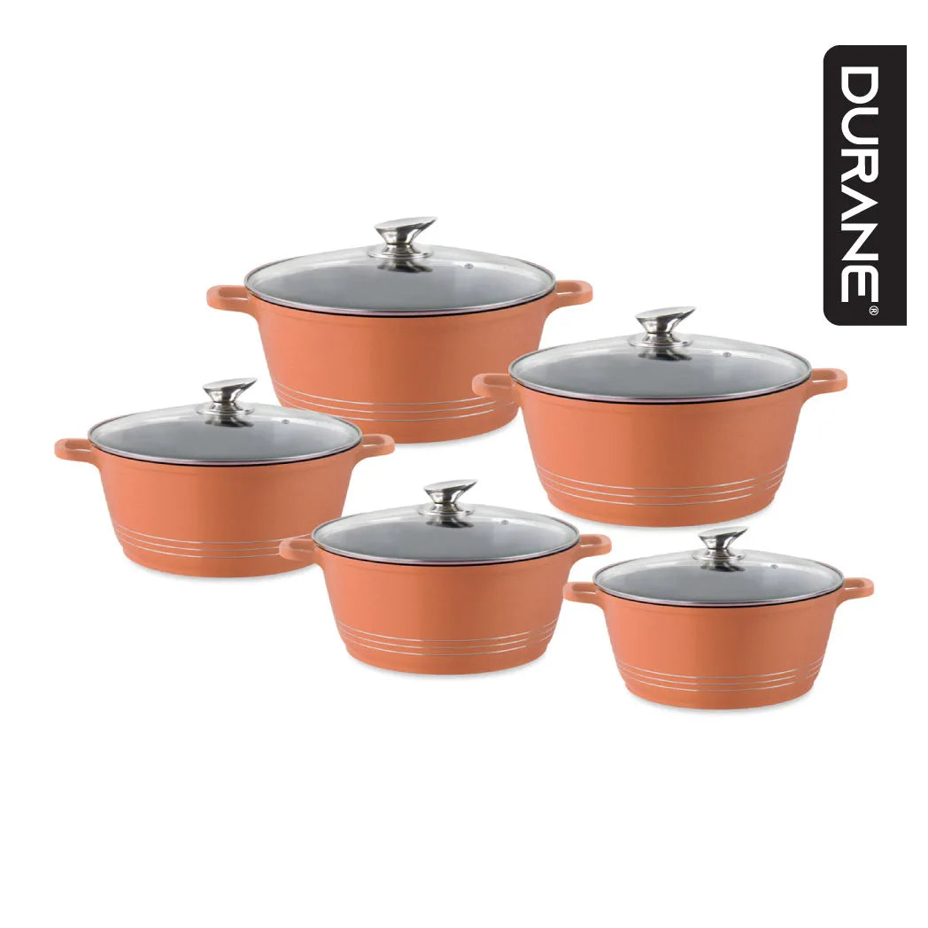Durane Die Cast Stock Pot Set Of 5 Copper