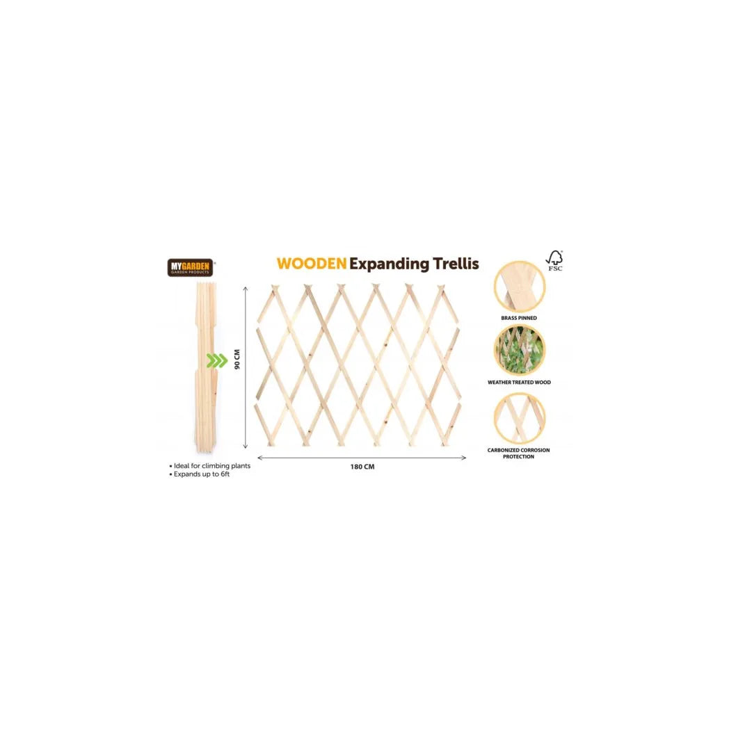 Garden E x panding Wooden Trellis Natural (Parcel Rate)