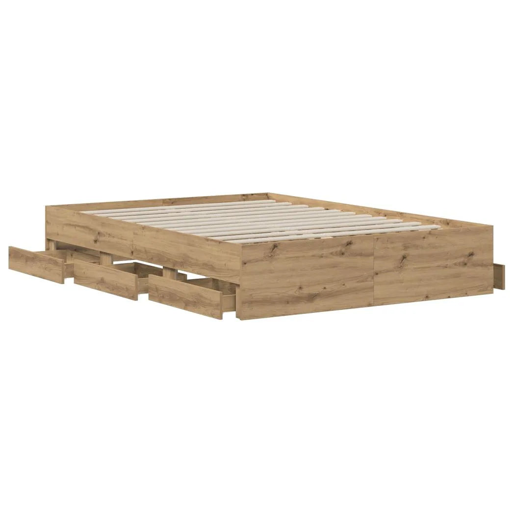 vidaXL Bed Frame with Storage Artisan Oak 160 x 200 cm Engineered wood