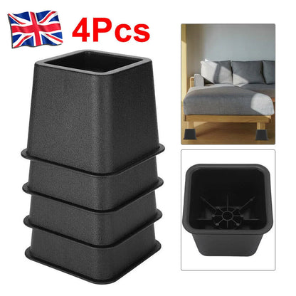 NEW 4Pcs Heavy Duty Bed Chair Risers Feet Leg Lift Furniture Extra Raisers Stand 3" UK