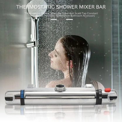Bathroom Exposed Bar Thermostatic Shower Mixer Valve Tap Chrome 1/2" Outlet UK