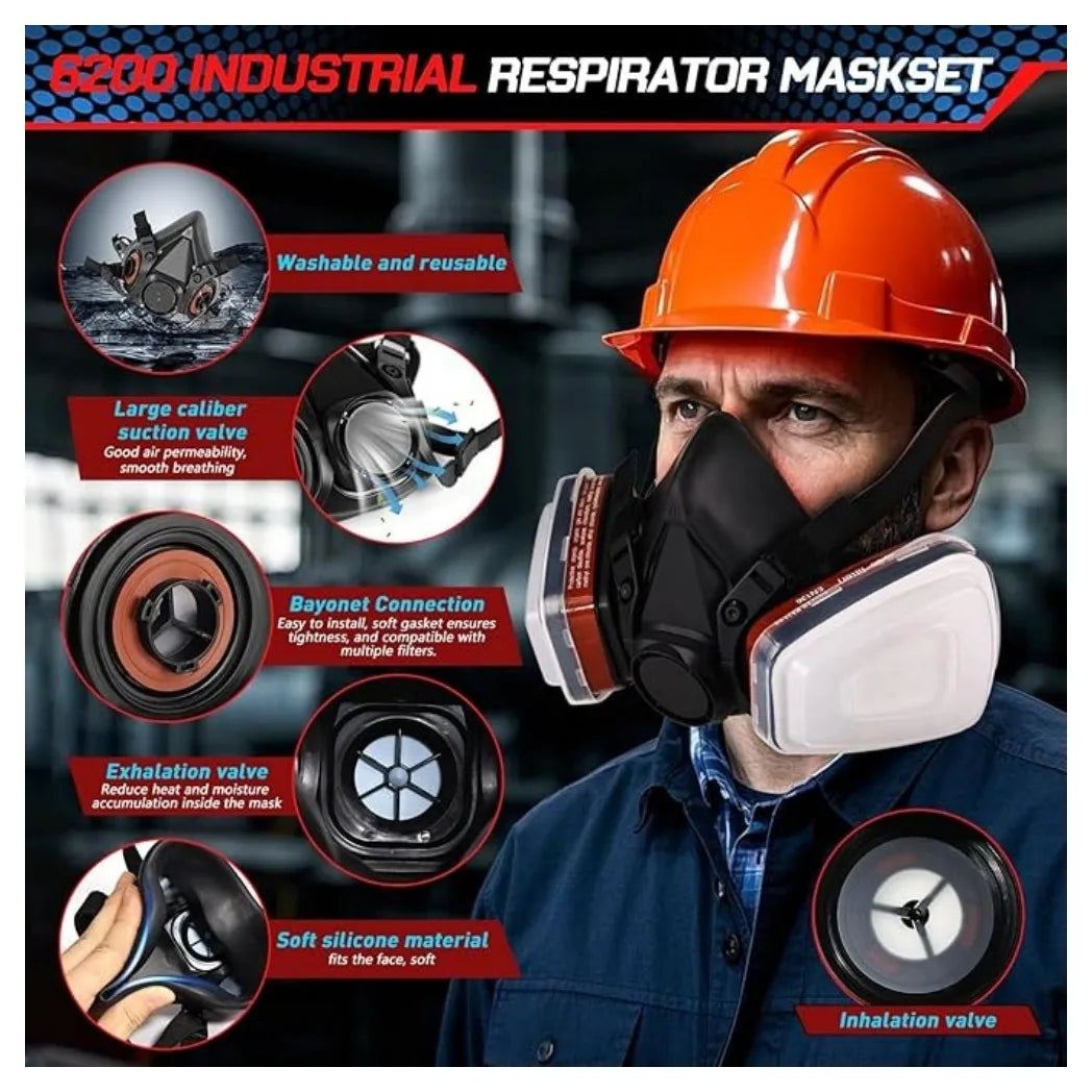 Respiratory half mask, gas mask, dust mask, paint mask with replaceable filter