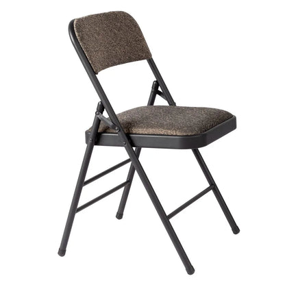 1 Pcs Folding Chair, Black Patterned Fabric Upholstered Event Chair, 18.1"×18.9"×29.9" Padded Seat & Back, Matte Steel Frame, Portable Foldable Chair for Office, Conference, Living Room, School