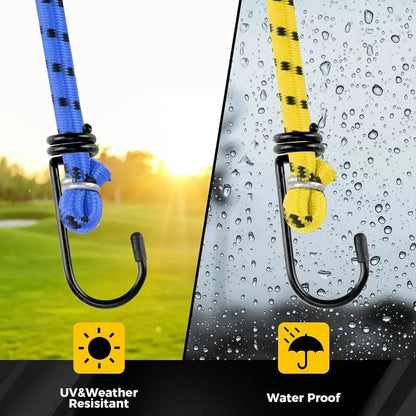 12Pcs Heavy Duty Bungee Cords Cables Straps Military Bungie Elastic Hooks Rope